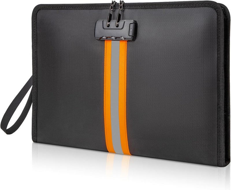 XIAODUN Fireproof Document Bag with Lock，13"×9.2" Fireproof Money Bag，with Zipper and Lock，Suitable for Tablets, A4 Documents, Cash, Mobile Phones, Credit Cards and Notarized Documents. - Image 1